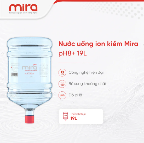 Nước uống ion kiềm Mira pH8+ 19L